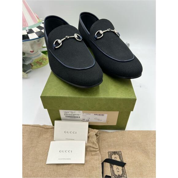 Men\'s Gucci, NEW JORDAAN canvas horse bit loafer size 13 made in Italy main image 13